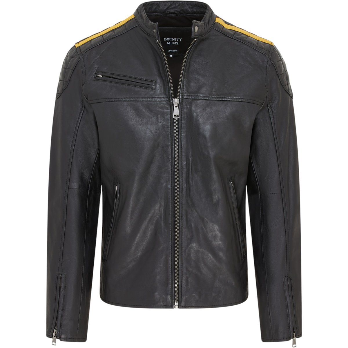 Schwarze Herren Bikerjacke aus Leder