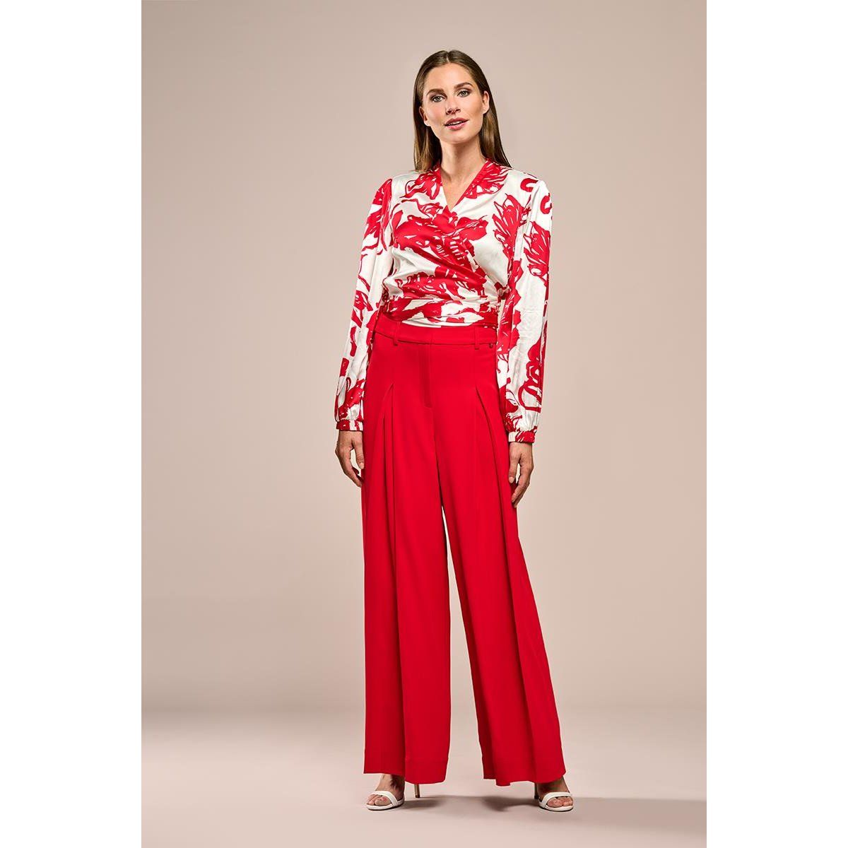 Wickelbluse mit Blumendruck und Bindeband
