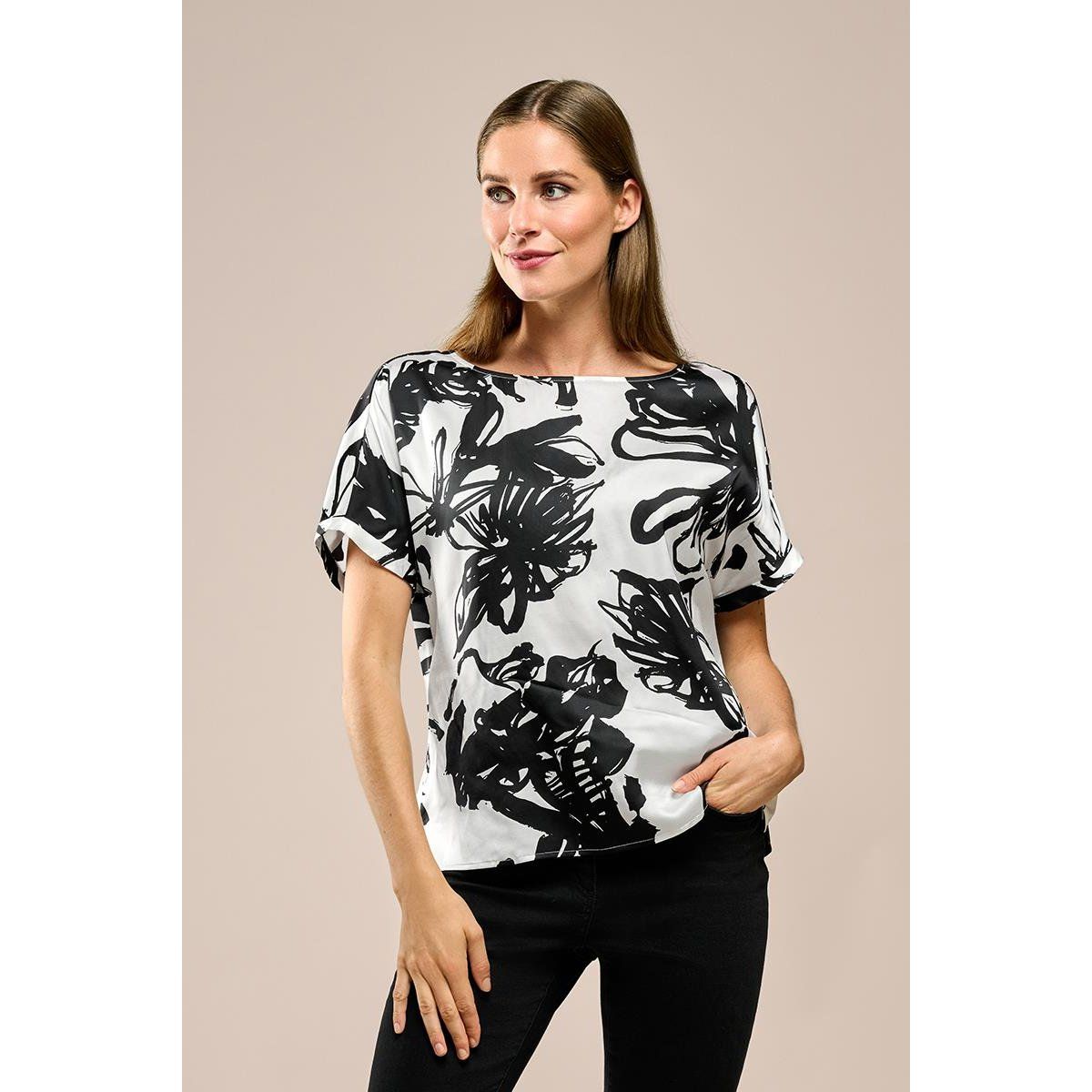 Schwarz-Weißes Top mit Blumenmuster