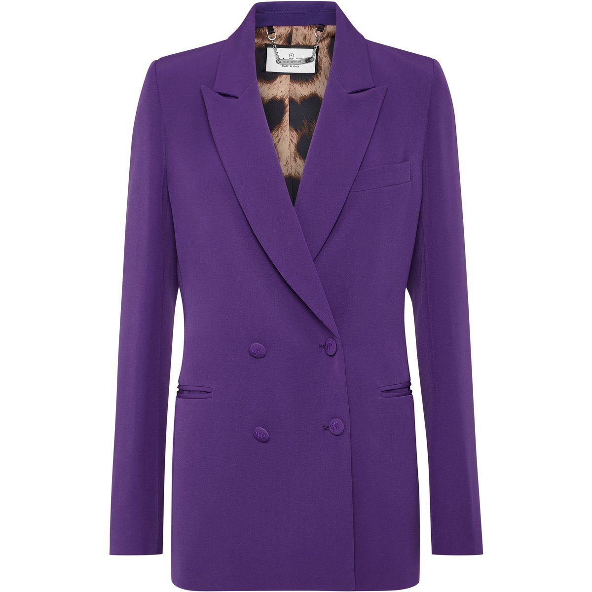 Eleganter zweireihiger Blazer mit gemustertem Futter