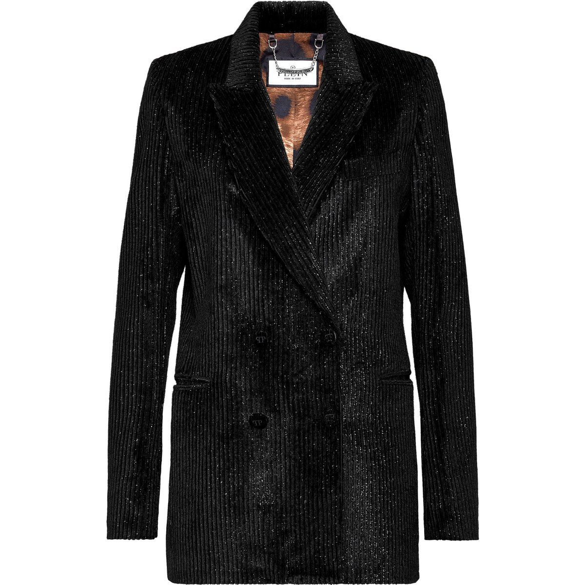 Funkelnder Cord Doppelreiher-Blazer