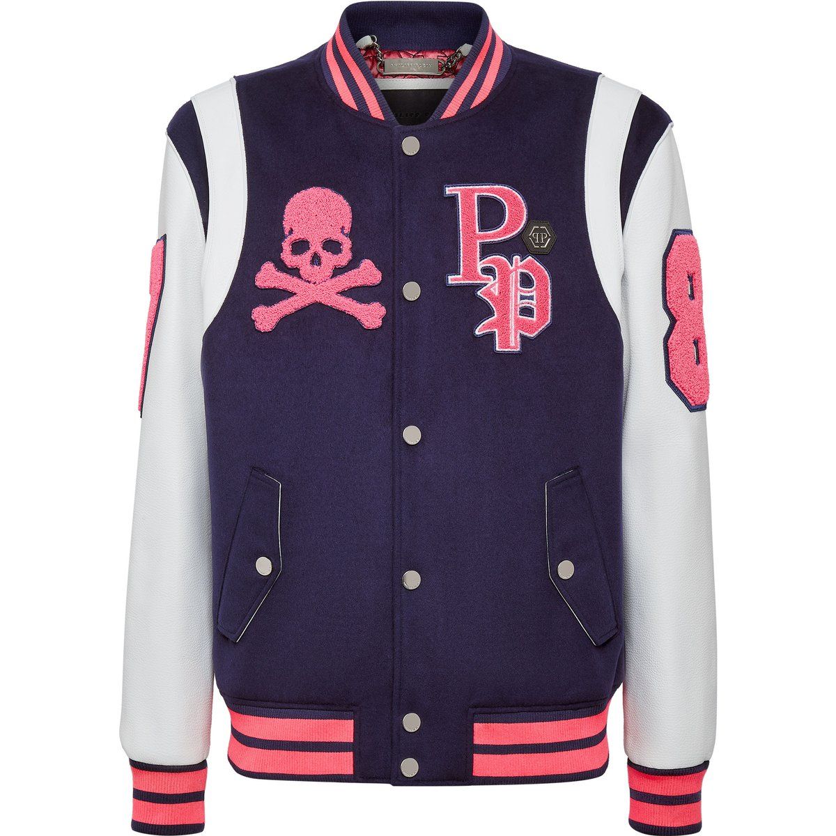 Varsity-Jacke aus Wollmischung mit gesticktem Totenkopf