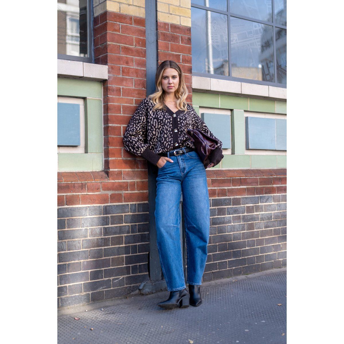 Blaue Mid Rise Barrel Leg Jeans