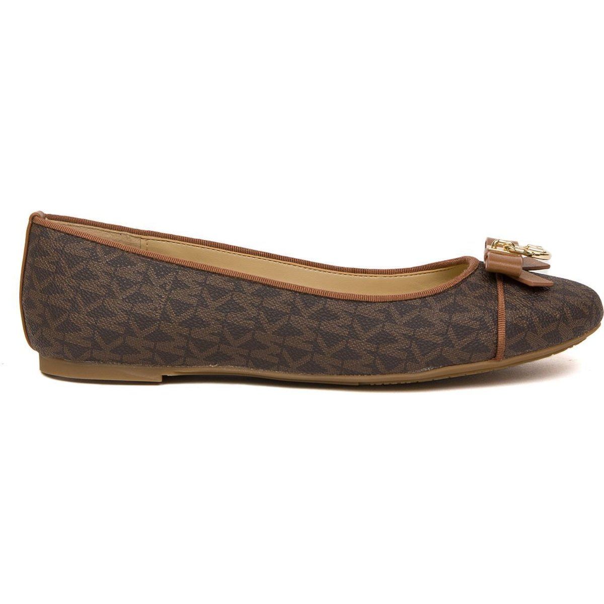 Braune Ballerinas mit Logo-Print