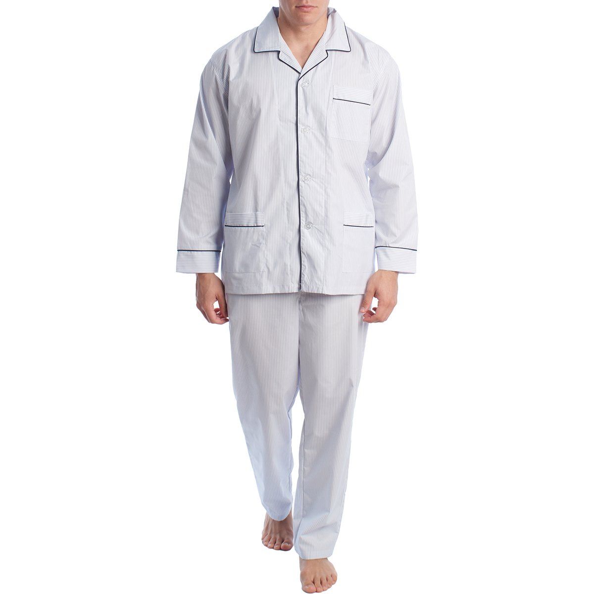 Herren Langarm Popeline Schlafanzug Set