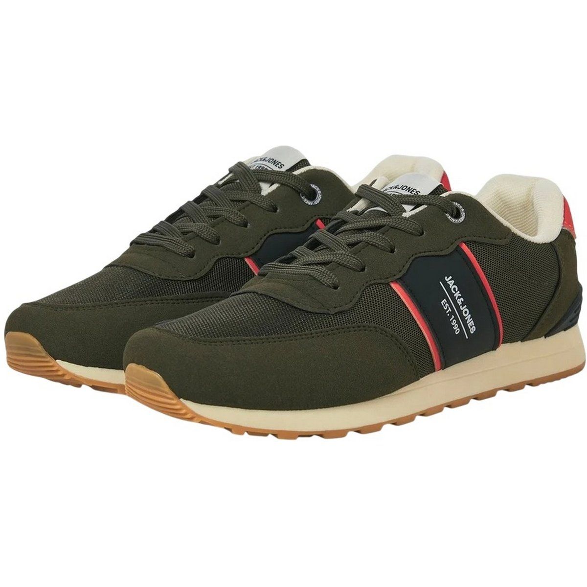 Olivgrüner Retro-Laufschuh-Sneaker