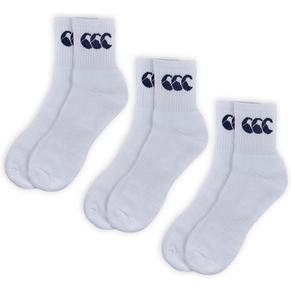 Weiße, feste Socken Crew Dreierpackung