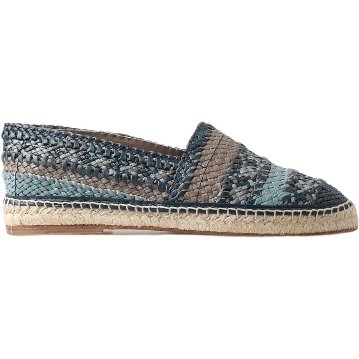 Gewebter Leder Espadrille Slipper