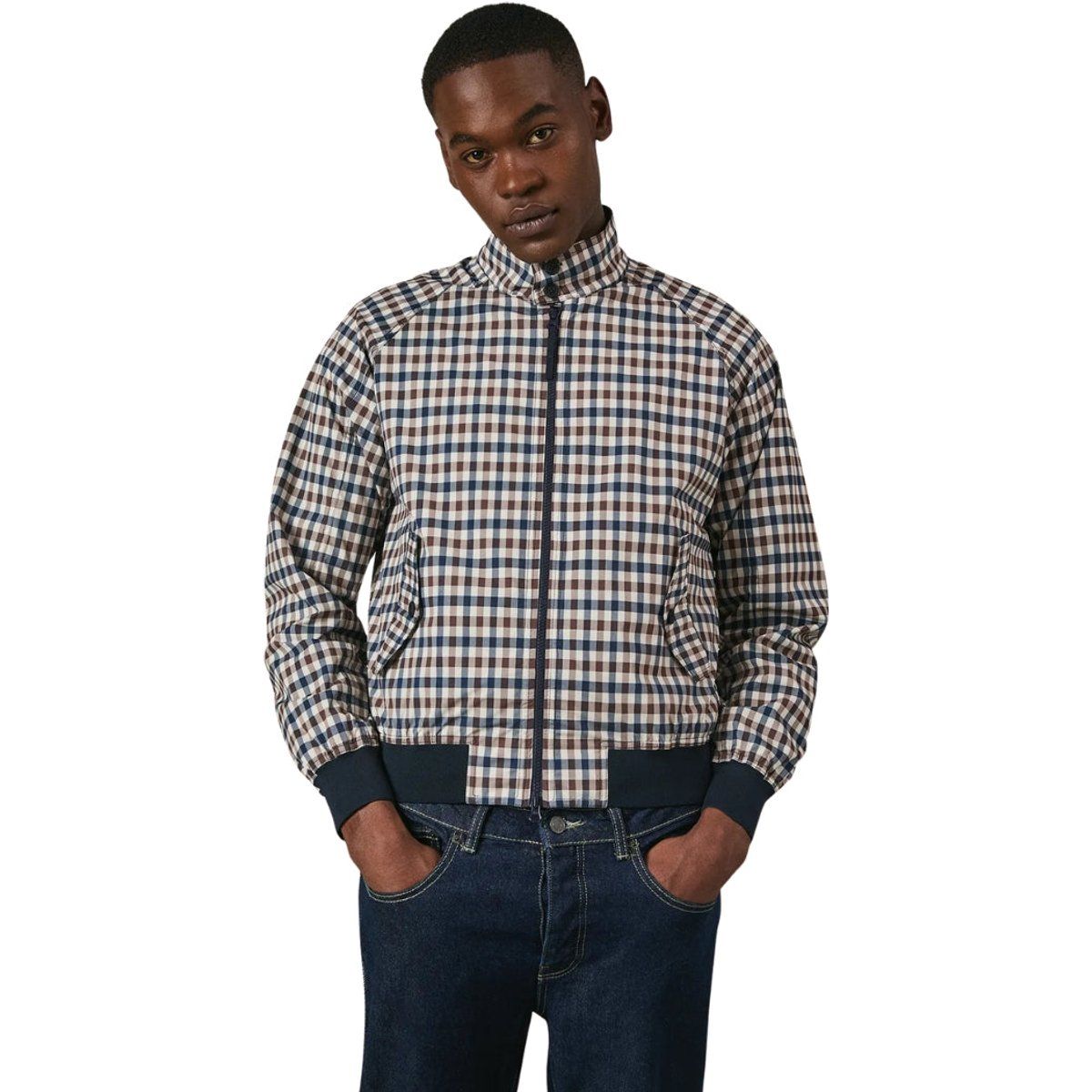 Klassische Harrington-Jacke mit Karomuster