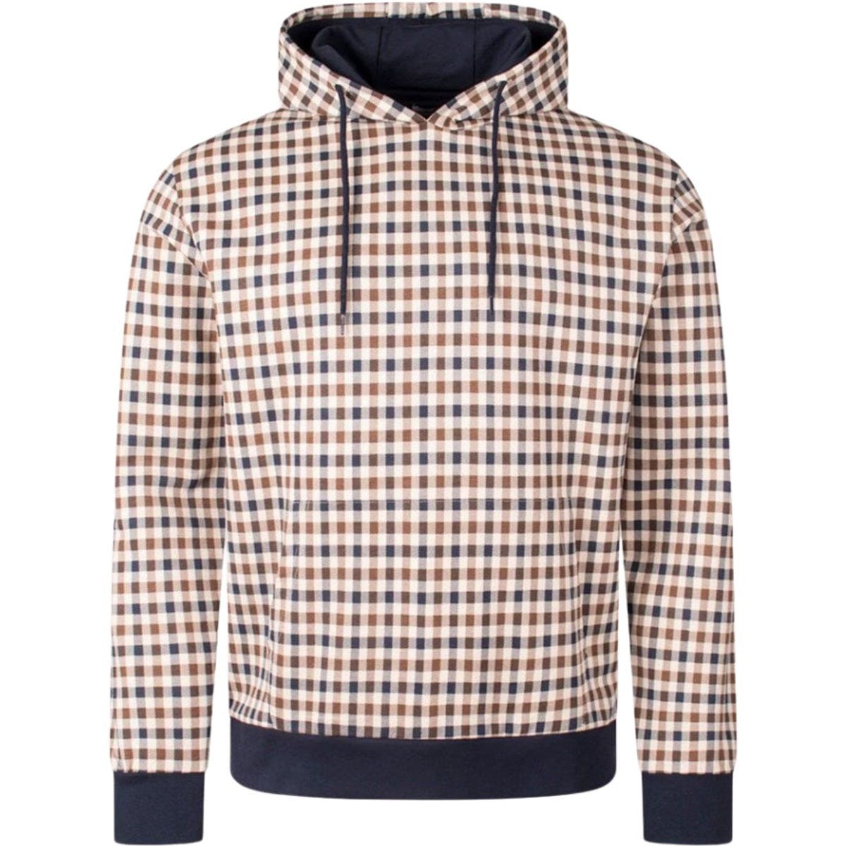 Karierter beiger Baumwollmischungs-Hoodie