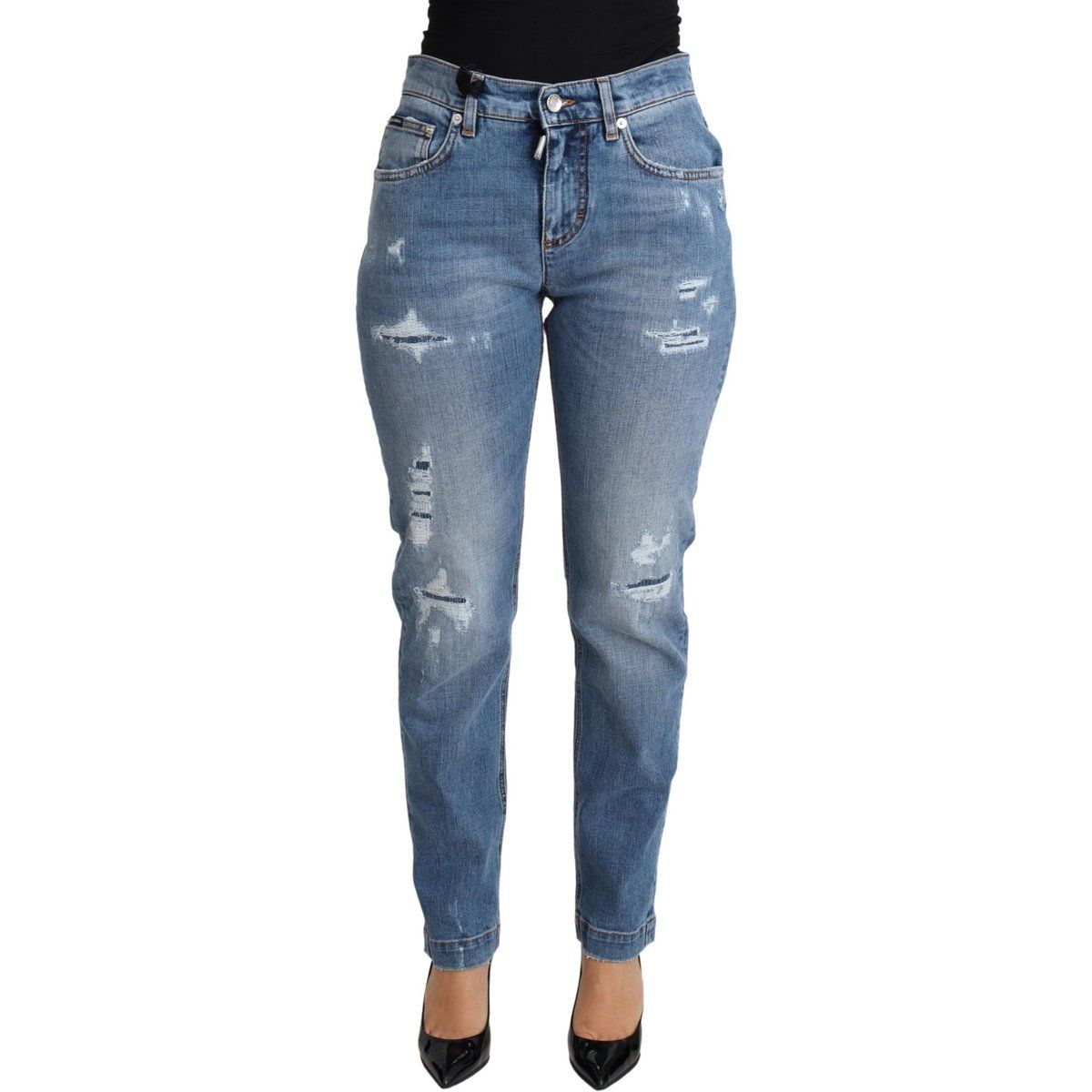Dolce Gabbana Ripped Jeans Heller Waschung