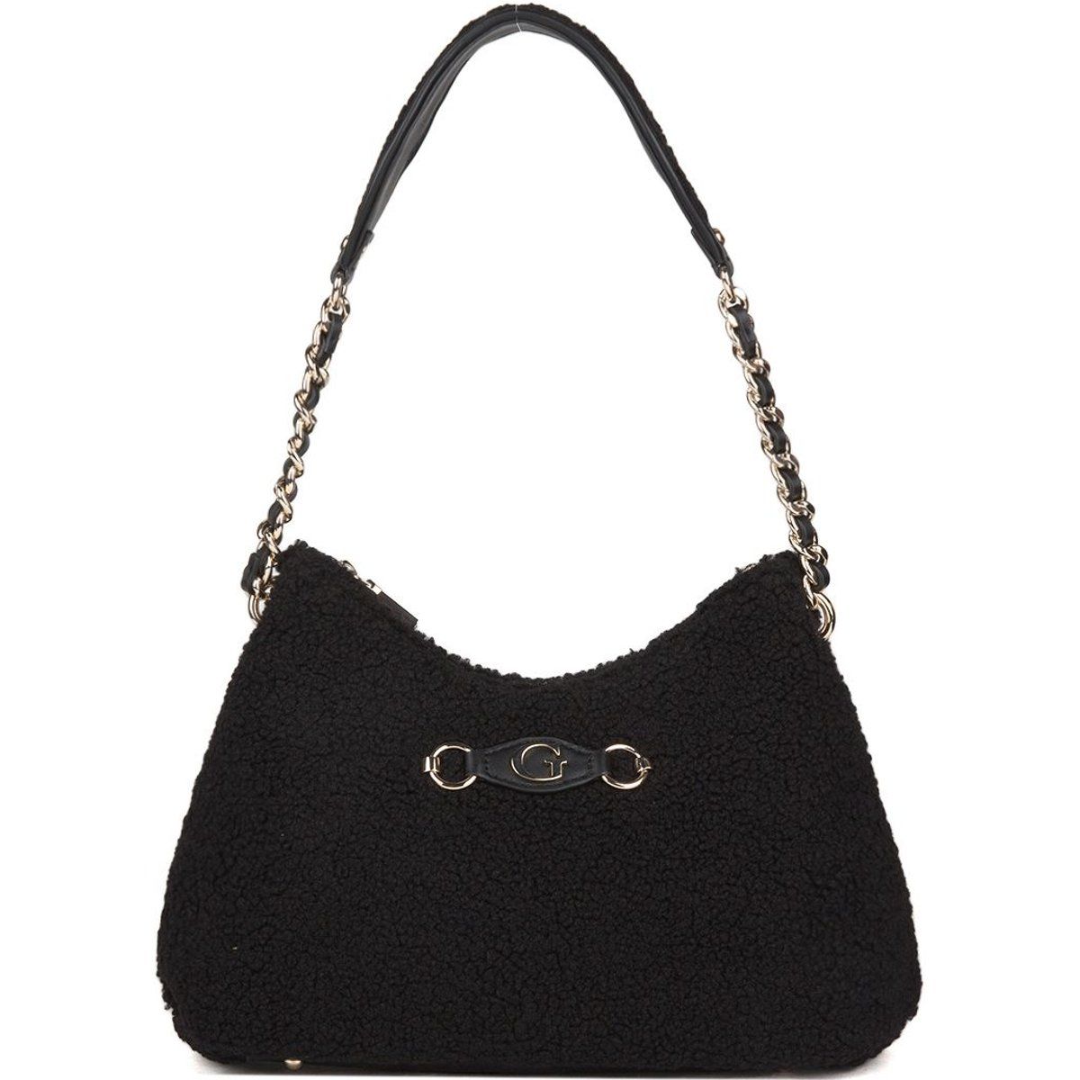 Elegante schwarze Sherpa-Umhängetasche