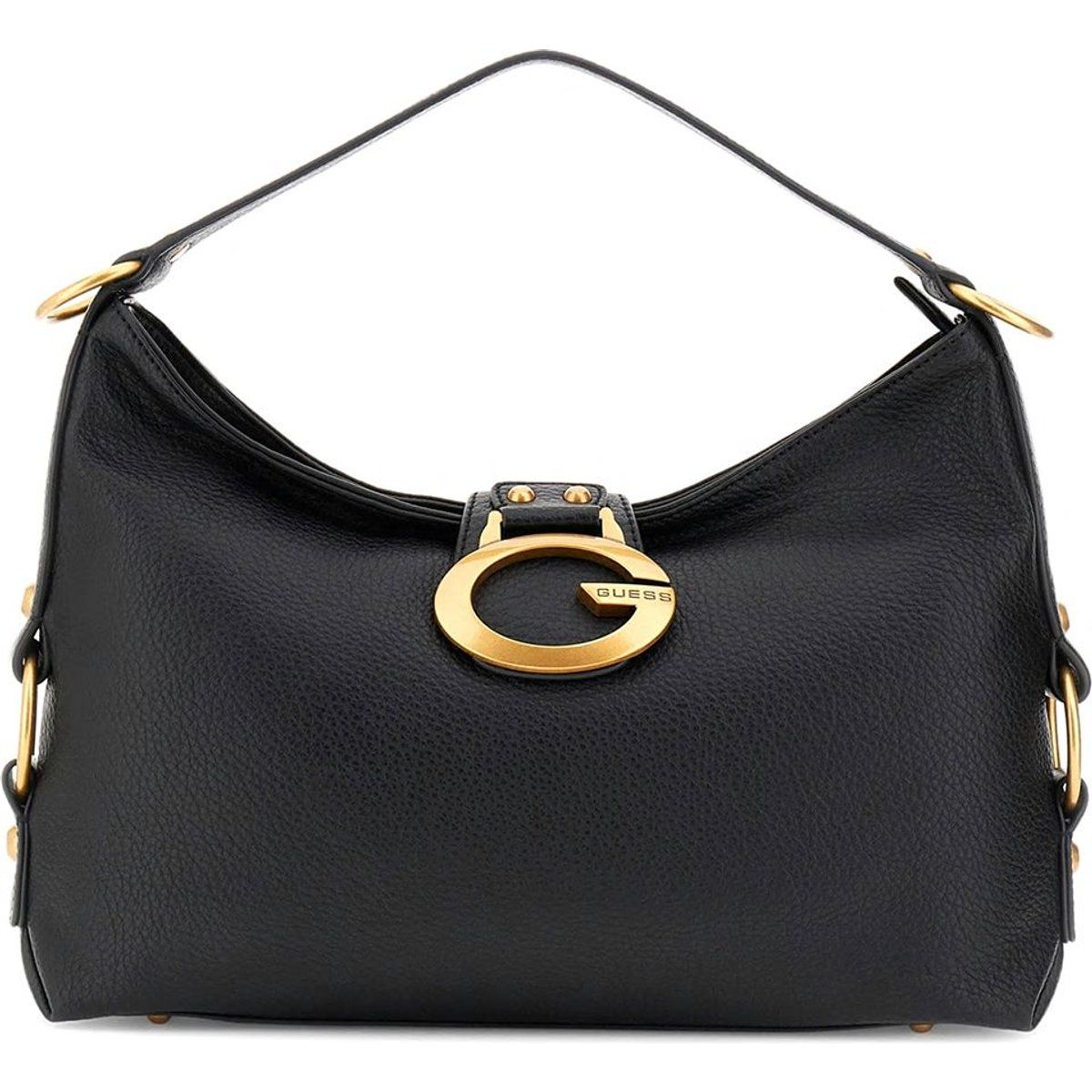 Schwarze Schultertasche mit Logo-Hardware