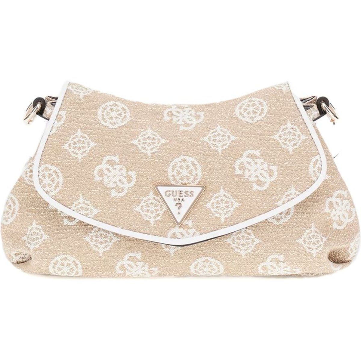 Schultertasche mit Muster und Klappe