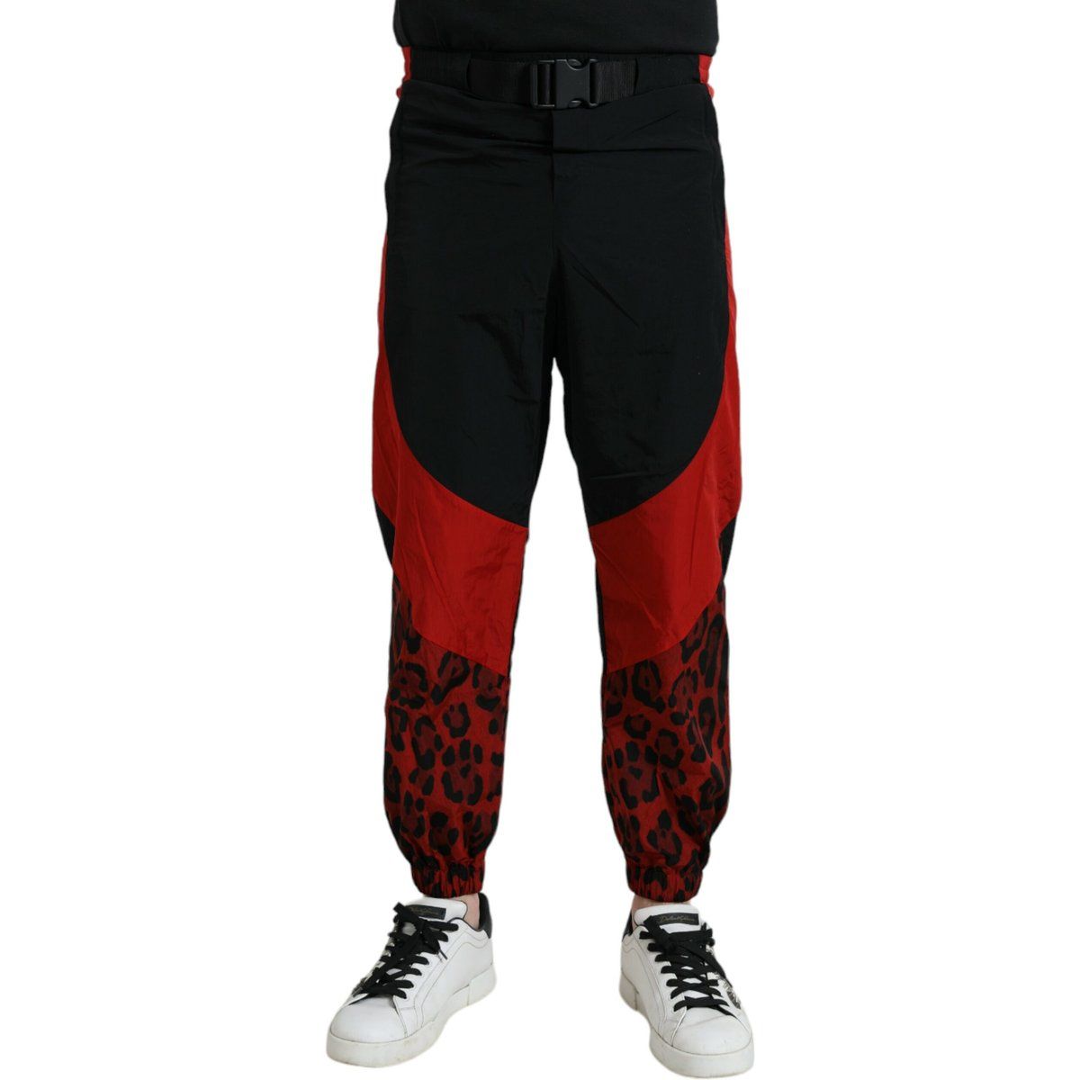 Farbblock-Jogginghose mit Leopardenmuster