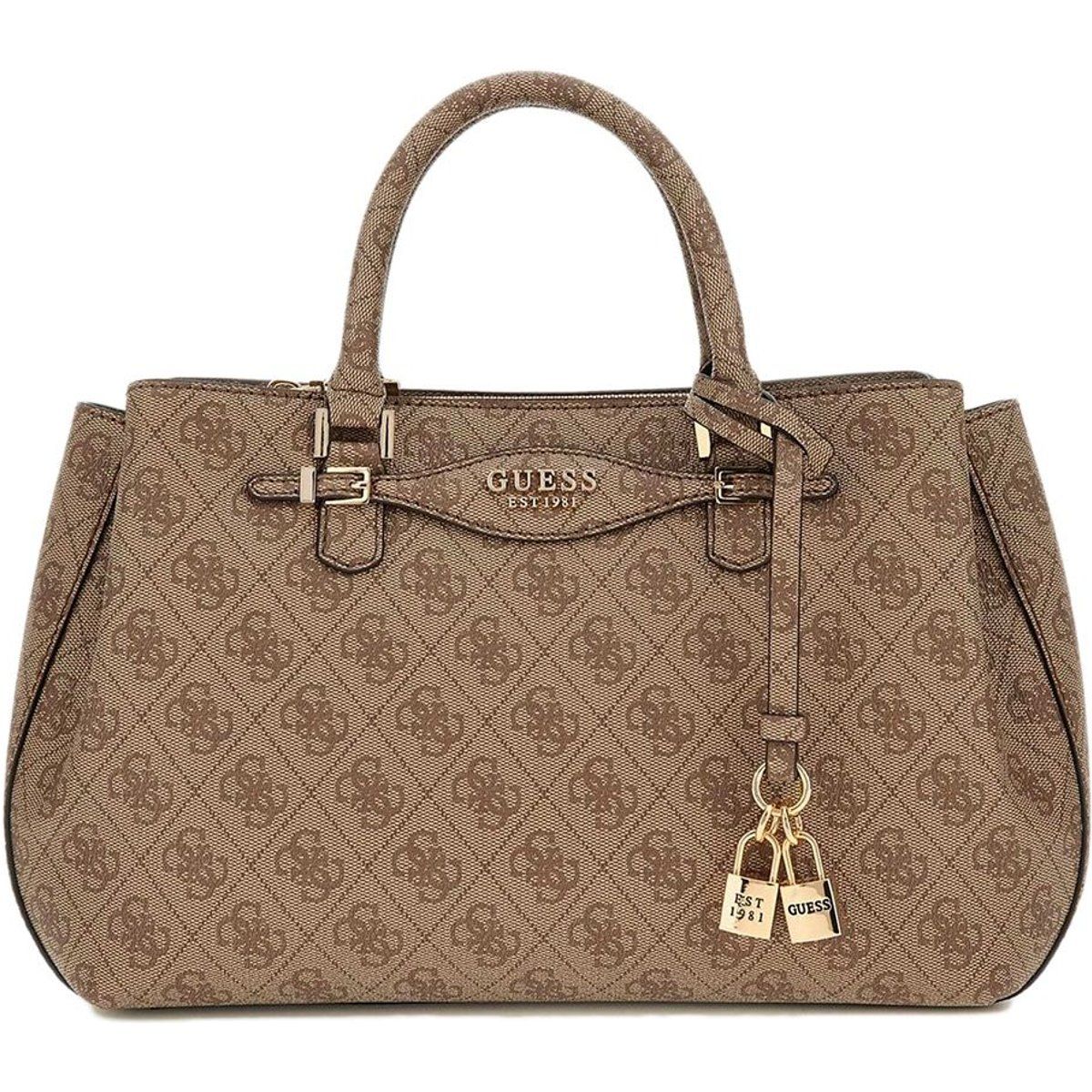 Satchel-Handtasche mit Monogrammmuster und Vorhängeschloss