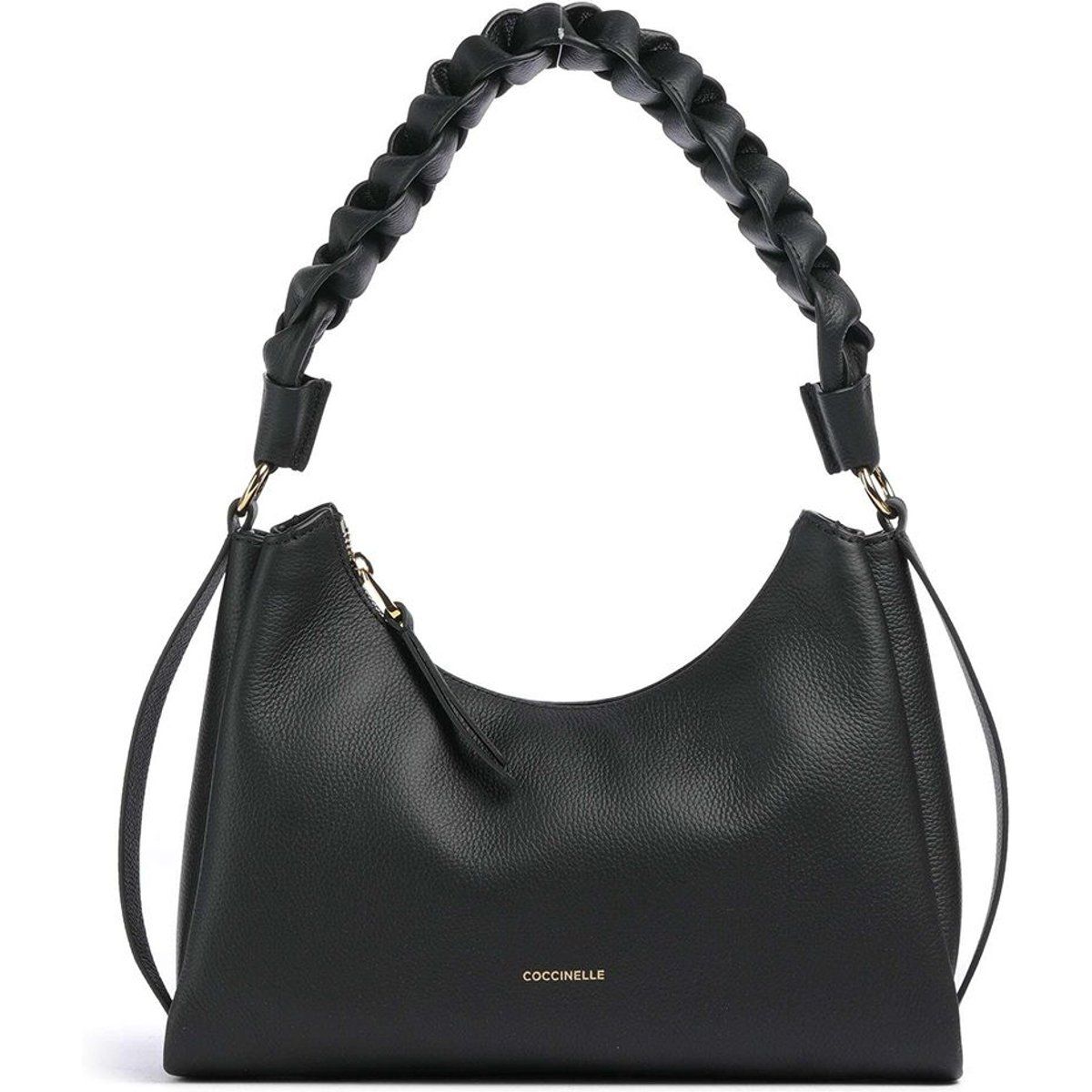 Strukturierte Leder Hobo Tasche mit geflochtenem Griff