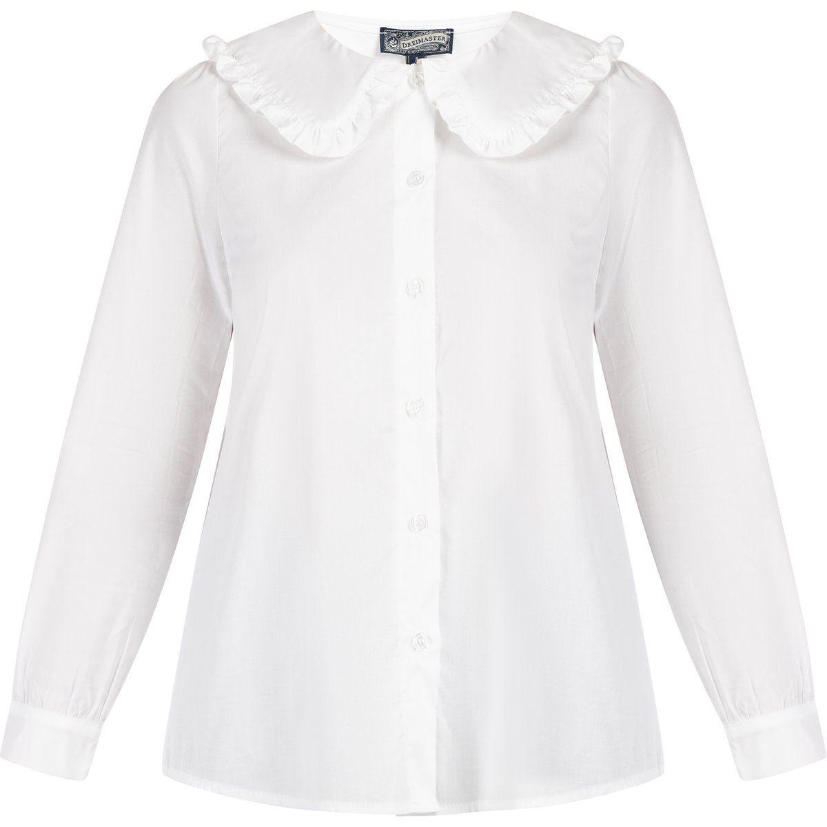 Damen Langarm Bluse mit Rüschenkragen
