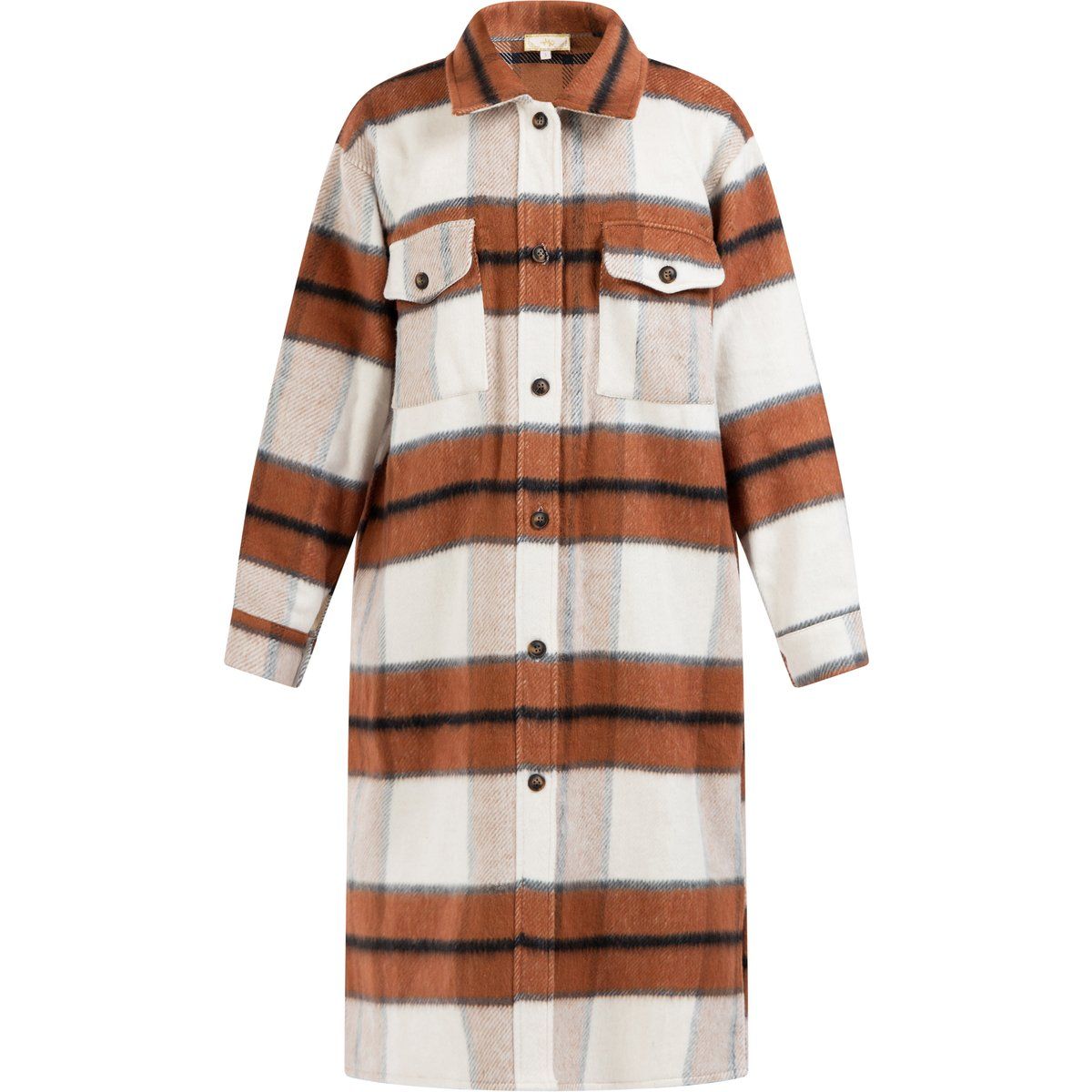 Langer Flanell Hemdjacke mit Karomuster