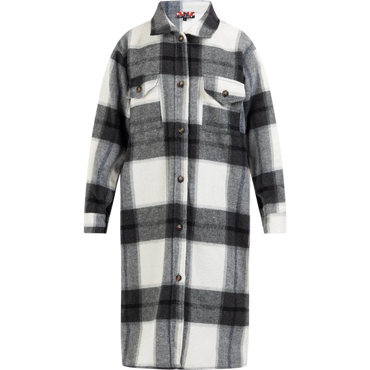Oversized Plaid Hemdjacke Longline Shacket