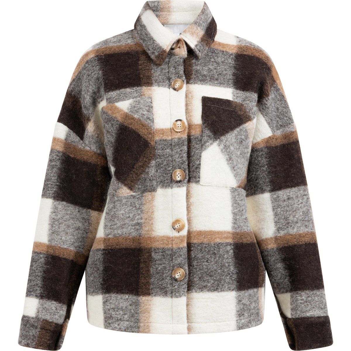 Hemdjacke aus Wollmischung mit Karomuster