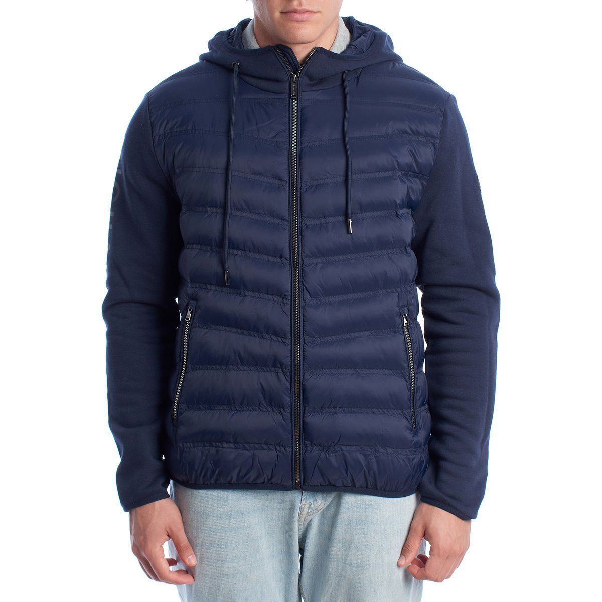 Herren Hybrid Puffer Jacke Kapuzenpullover