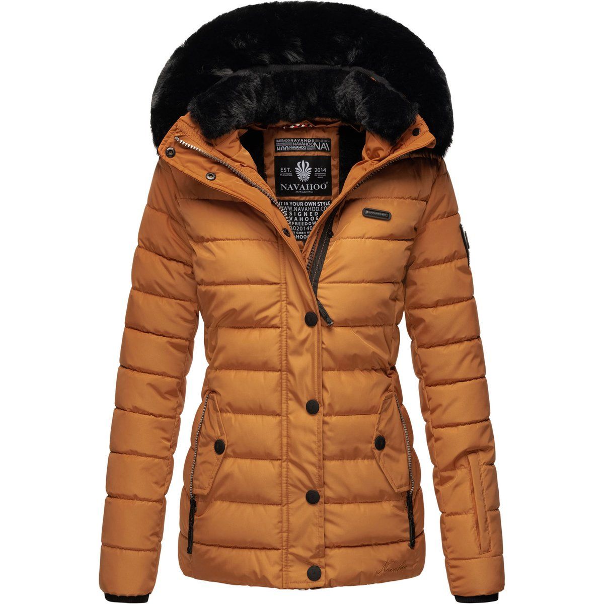 Warme gesteppte Winterjacke mit Kunstfell