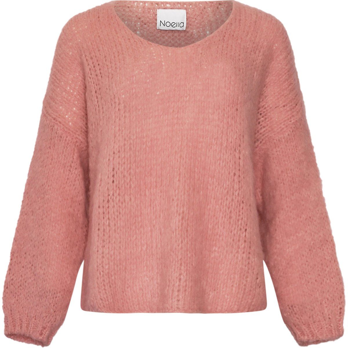 Strickpullover mit V-Ausschnitt und Ballonärmeln