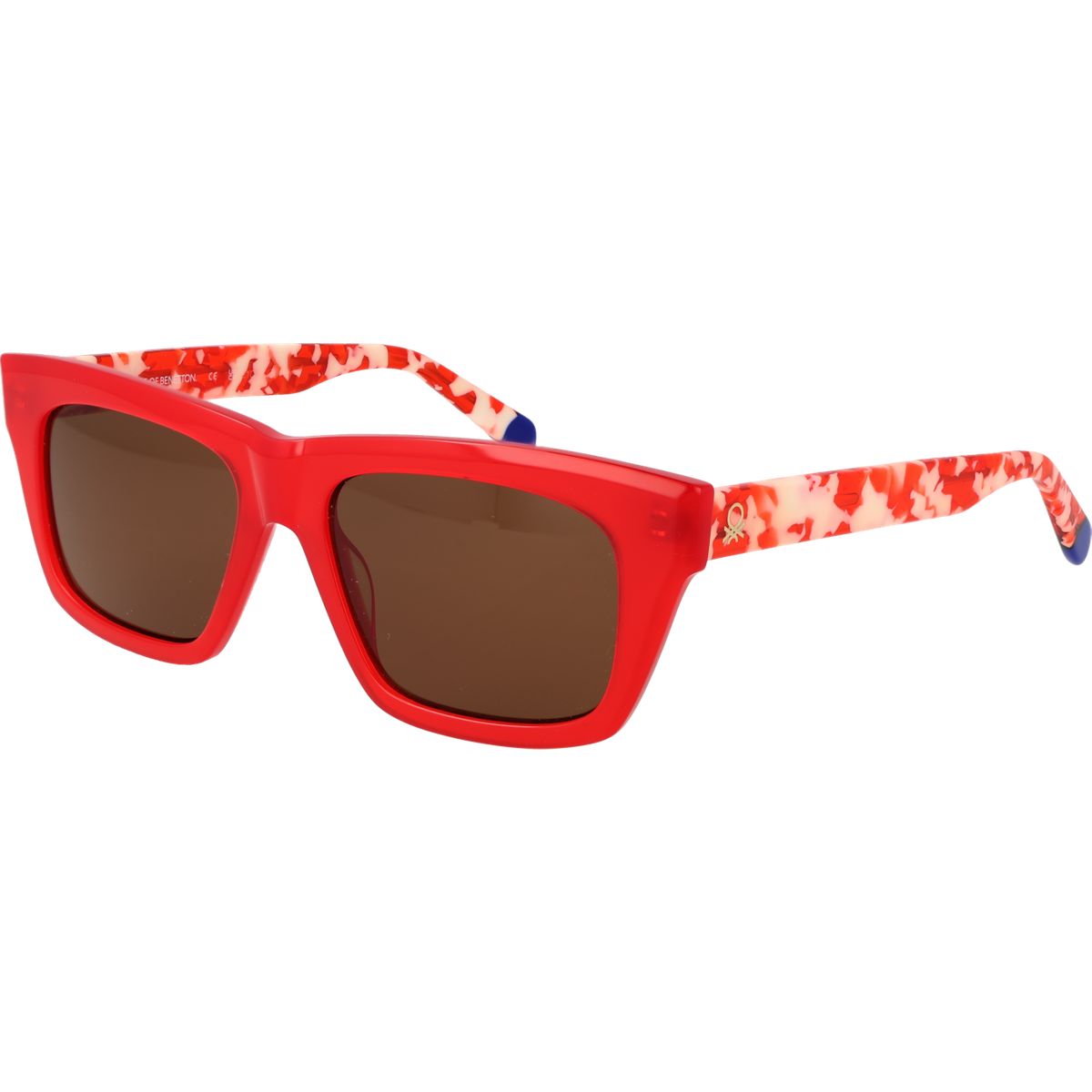 Rechteckige Sonnenbrille mit rotem Acetatrahmen