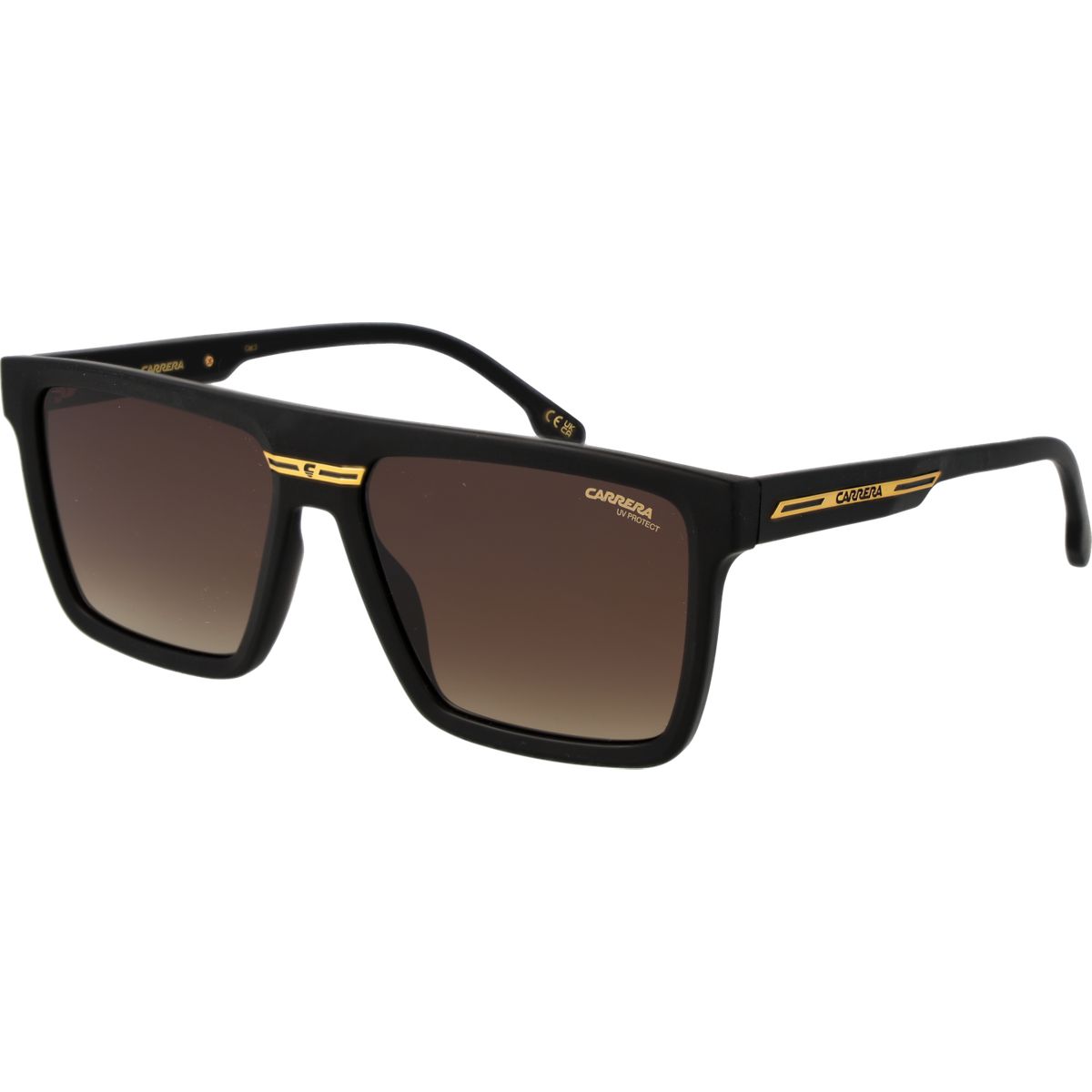Rechteckige schwarze Sonnenbrille mit braunem Farbverlauf