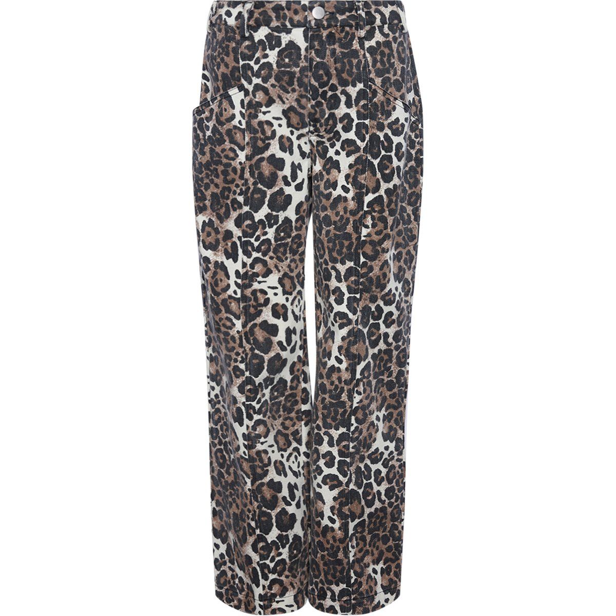 Jeans mit Leopardenmuster und geradem Bein