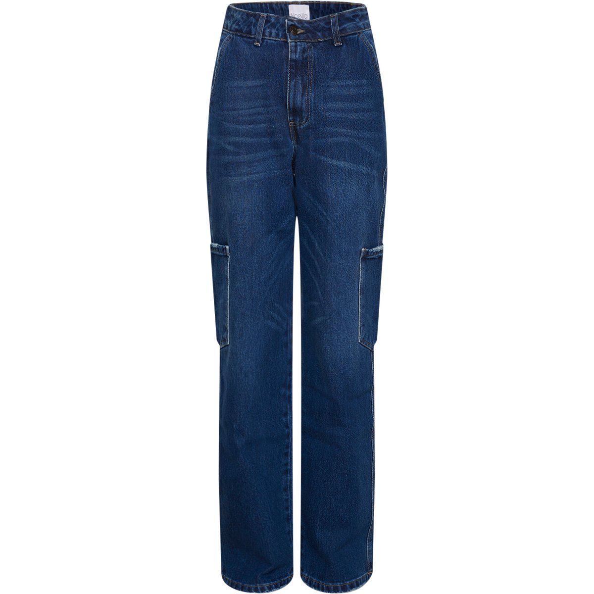 Dunkelblaue Denim-Cargohose