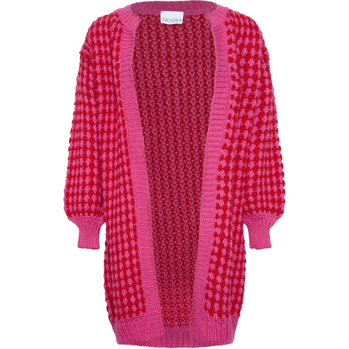 Strickjacke mit Webmuster in Pink und Rot