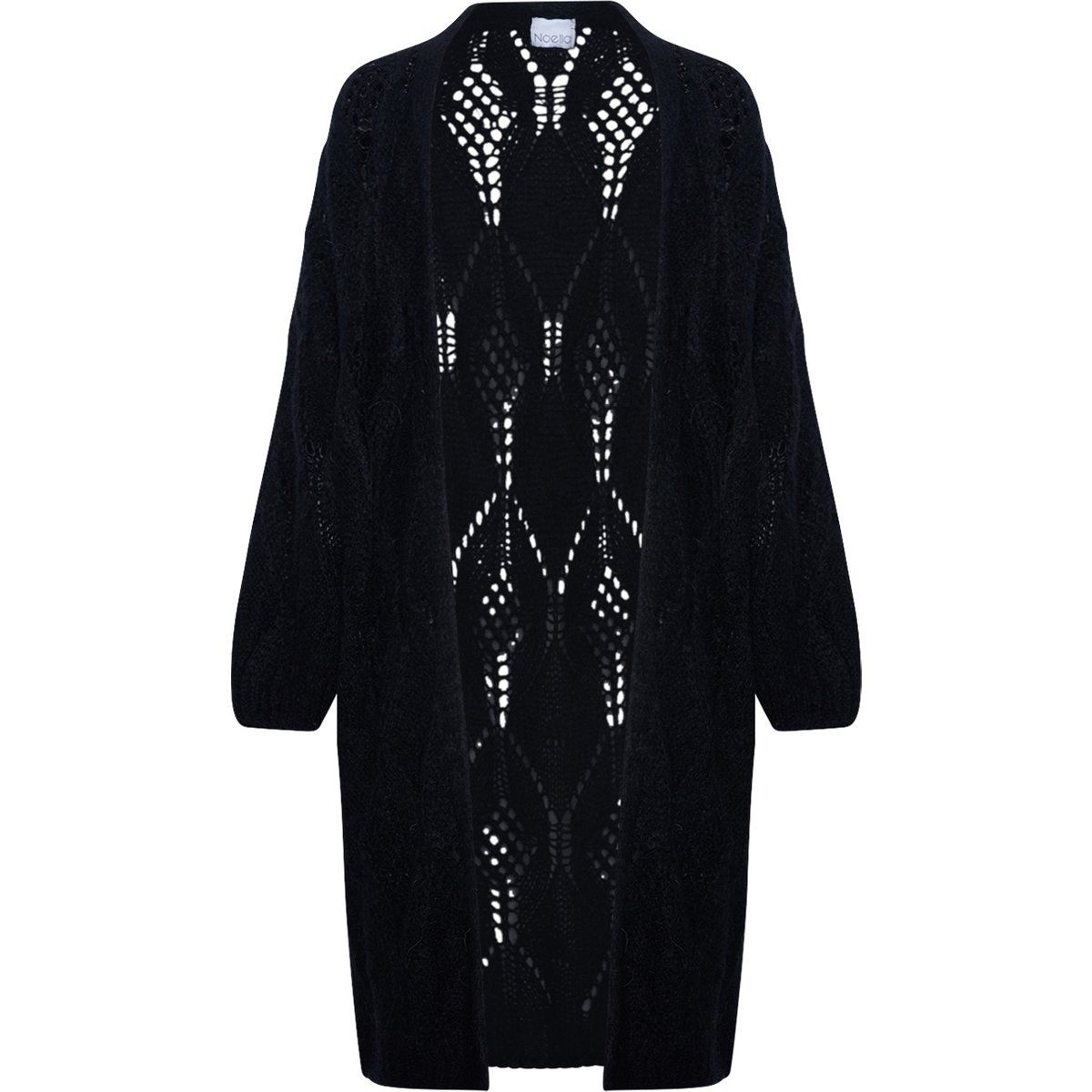 Lang Strickjacke mit offenem Strickmuster