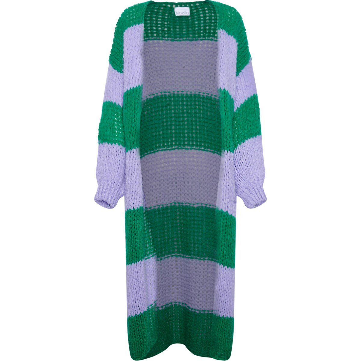 Gestreifter, übergroßer Strick-Cardigan Duster