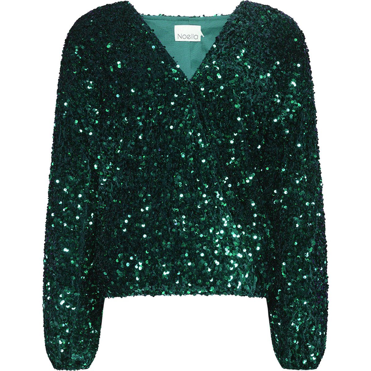 Pailletten-Wickelbluse