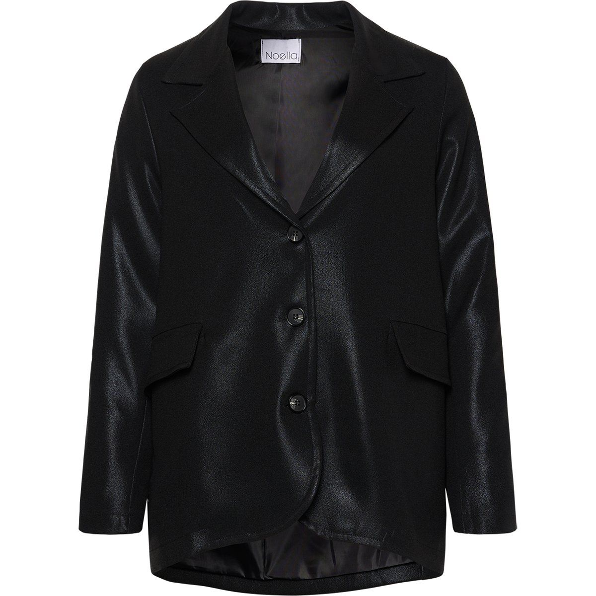 Glänzender schwarzer Blazer im klassischen Schnitt