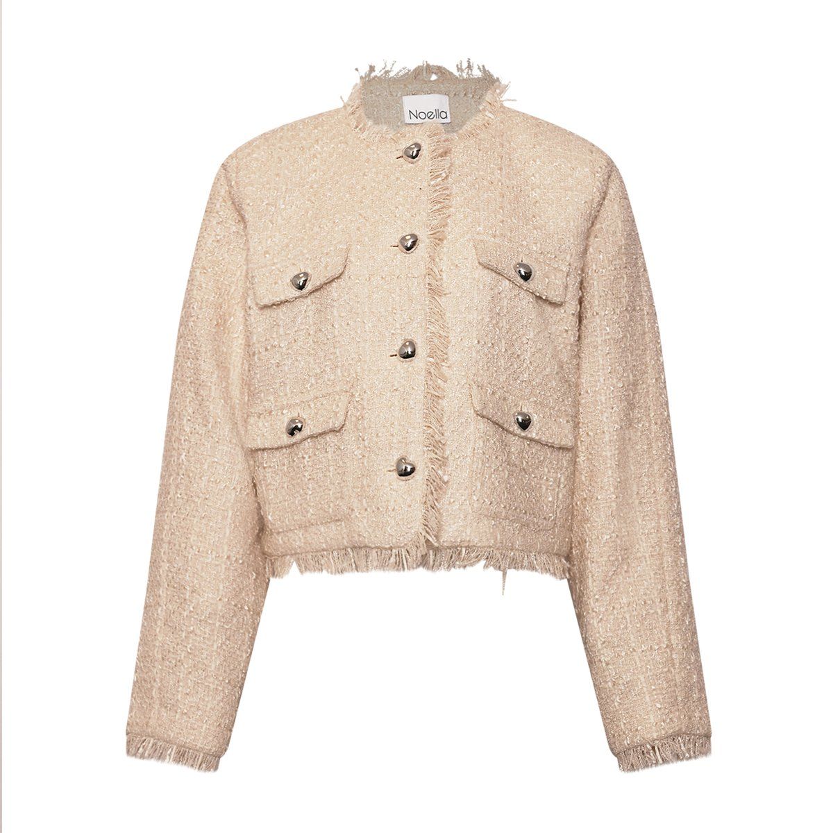 Tweed Jacke mit Herzknöpfen