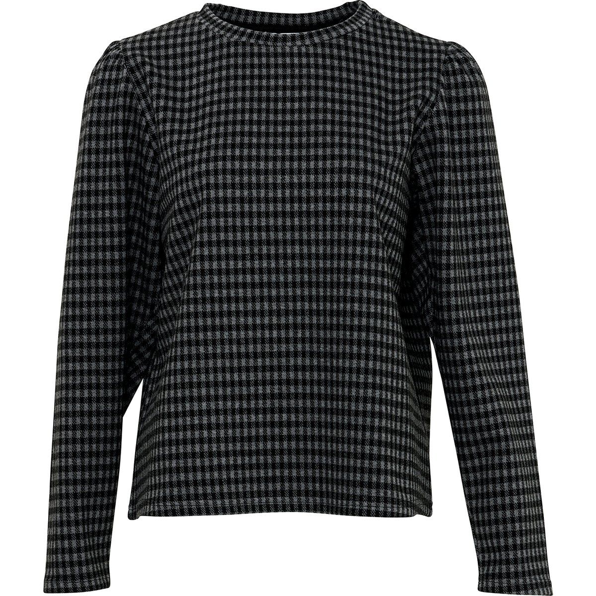 Kariertes Langarm-Pullover-Top