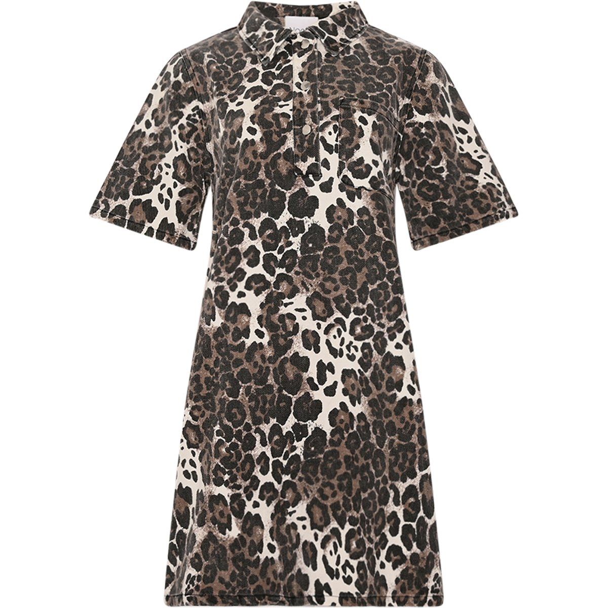 Mini-Kleid aus Denim mit Leopardenmuster