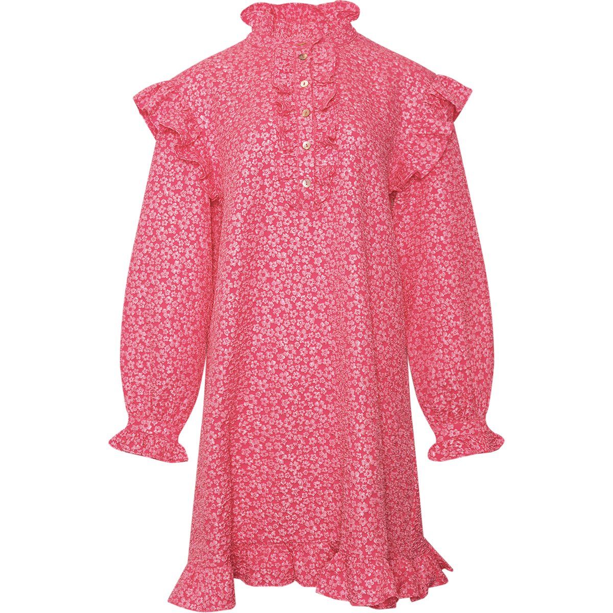 Rosa Rüschenkleid mit Blumenmuster