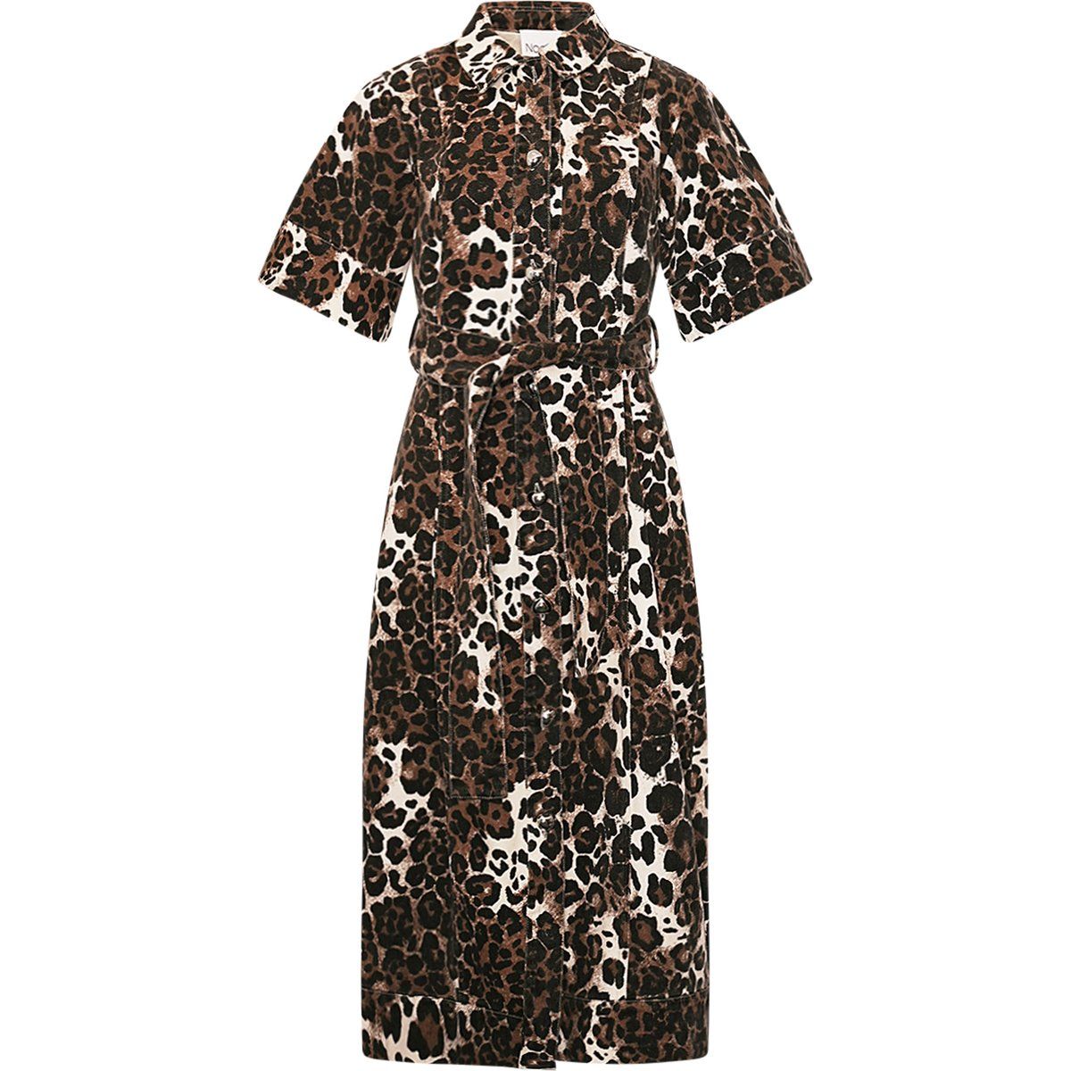 Hemdblusenkleid Midi mit Leopardenmuster