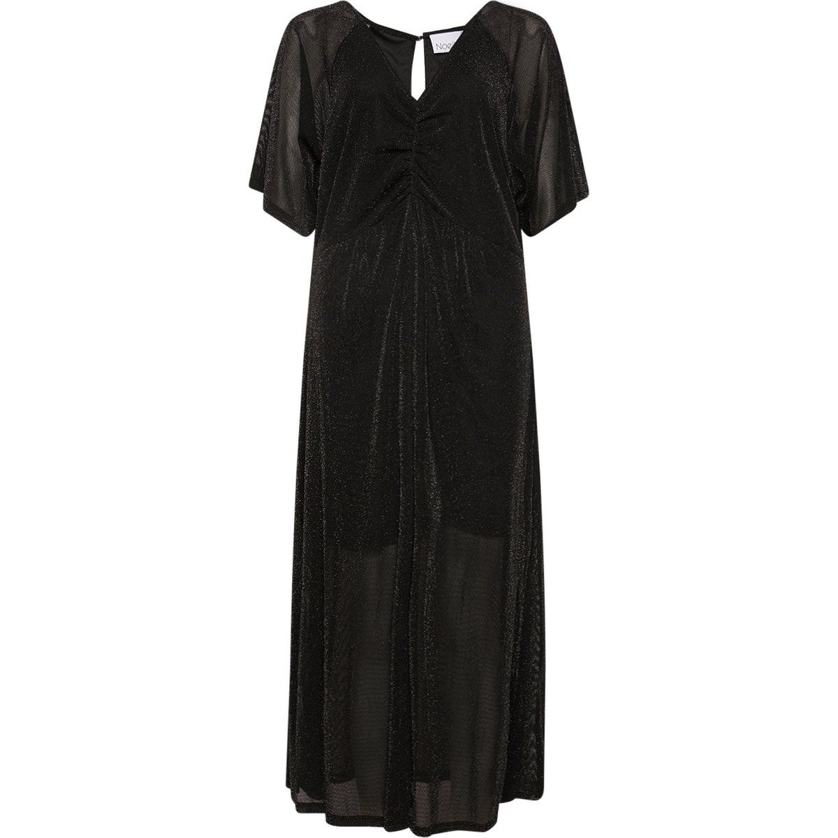 Schimmerndes schwarzes Midikleid mit Ärmeln