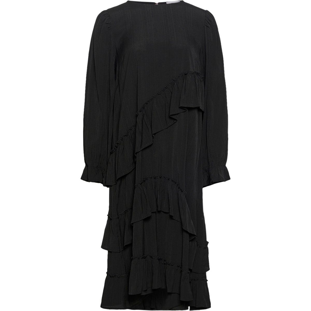 Elegantes, gestuftes Midi-Kleid mit Rüschen