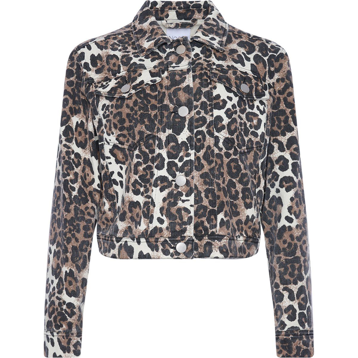 Jeansjacke mit Leopardenmuster und kurzem Schnitt