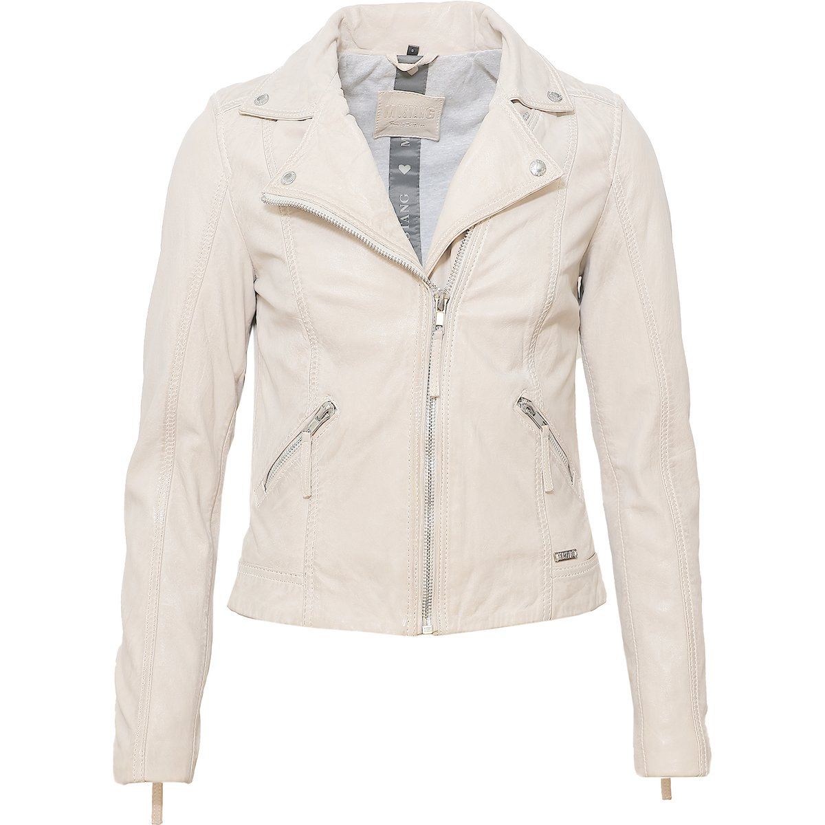 Damen Lederjacke aus cremefarbenem Lammleder