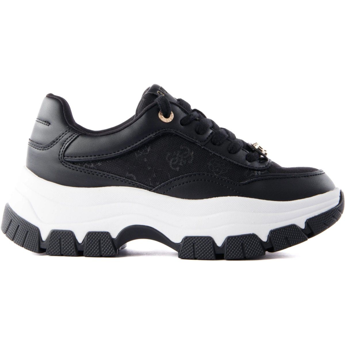 Schwarze klobige Plateau-Sneakers für Damen