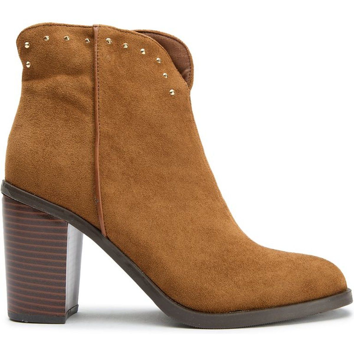 Braune Stiefeletten mit Blockabsatz