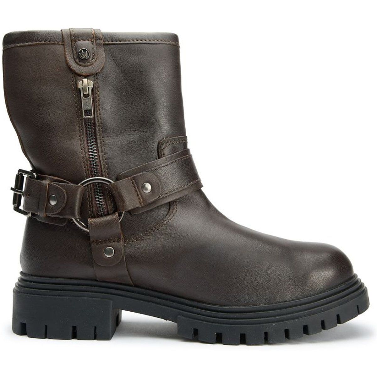 Robuste braune Leder-Stiefeletten