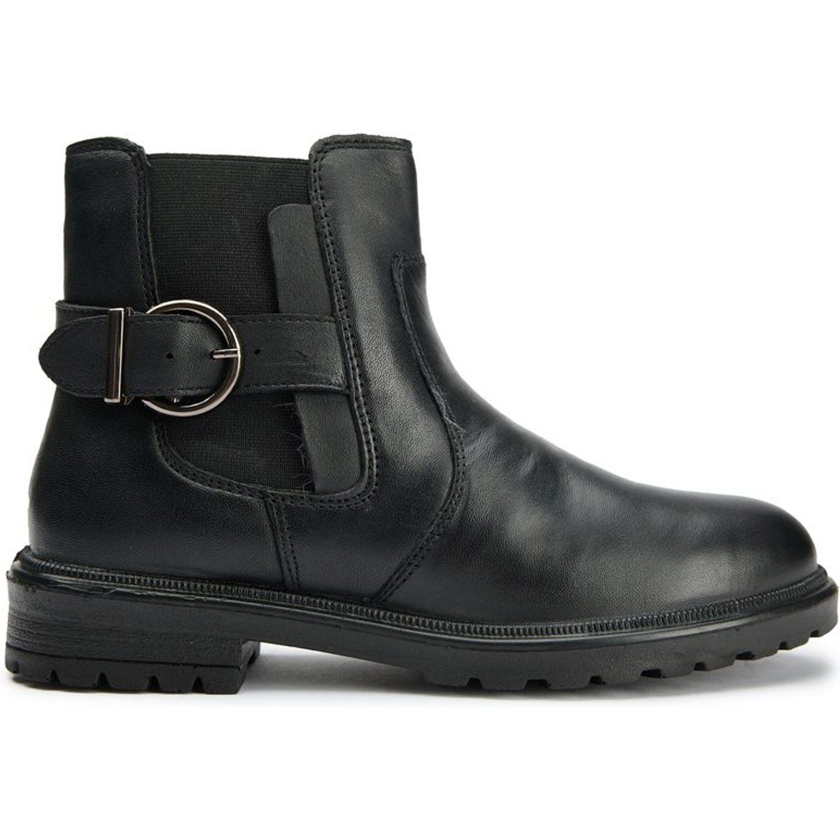 Schwarze Chelsea Boots aus Leder mit Schnalle